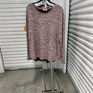 Old Navy | Heathered Long Sleeve Top with Tulip Back in Burgundy | size XXL